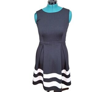 Y2K Dana Buchman Fit and Flare Pleated Nautical Dress Women Size 6